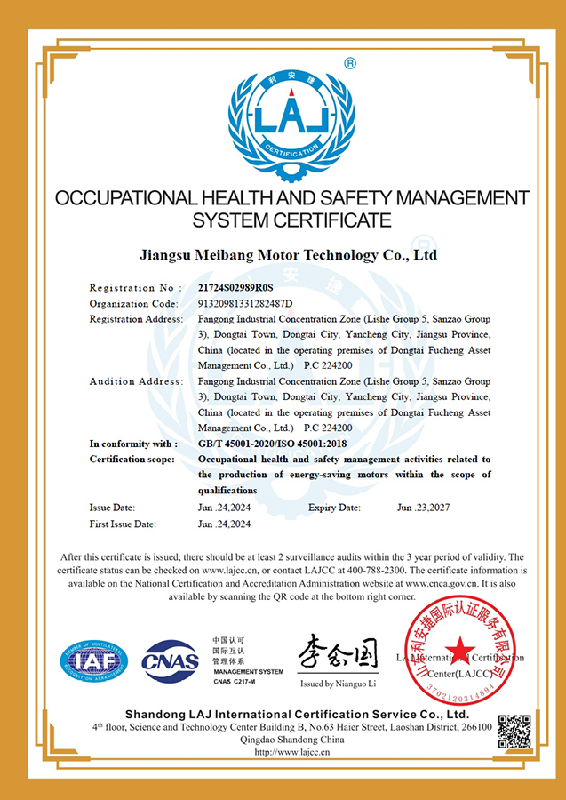Occupational Health Management System Certificate